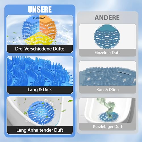 36 Stück Urinalsieb mit Duft, Urinalsieb Spritzschutz Duft Lufterfrischer Einzeln Verpackt für WC Gästebads Bad Öffentlichen Toiletten Urinal - 12 Stk Meeresbrise 12 Stk Zitrone 12 Stk Orange
