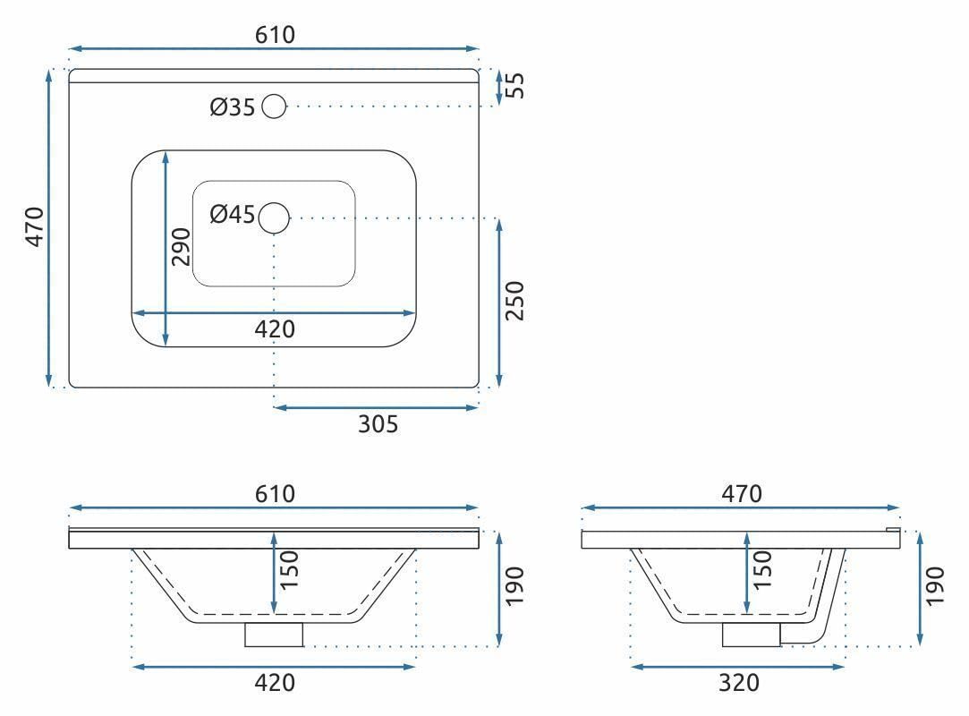 Rea Conjunto de Muebles de baño con Lavabo Aa18 Mario 60Cm White - 47X61X50CM