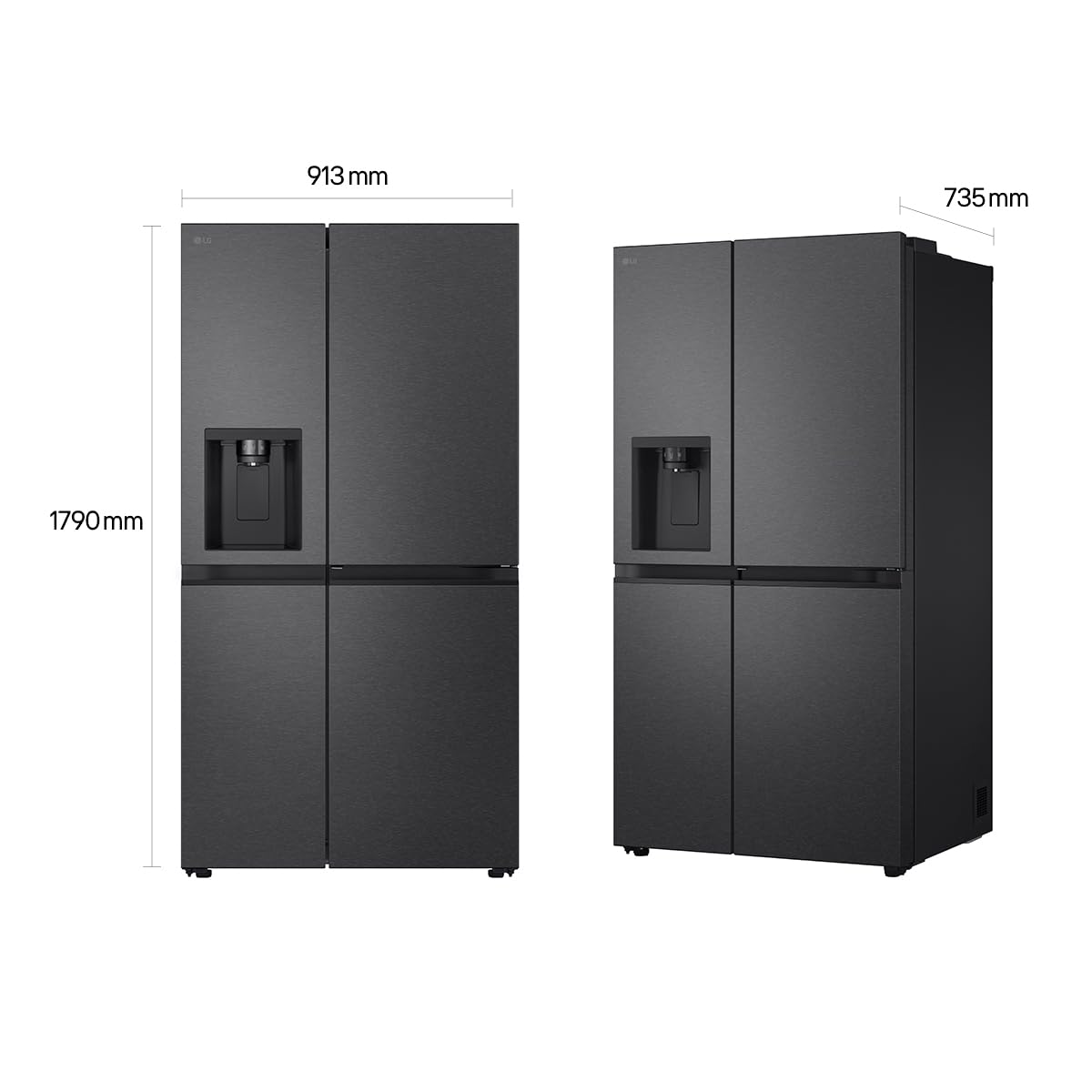 LG GSJC40EPPE Side-by-Side Kühlschrank 641 L Energieklasse E Door-in-Door Multi-Airflow Eis- und Wasserspender UVNano Total No Frost Schwarz