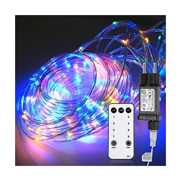 Tubiaz 10 Meter LED Lichterschlauch Außen, Bunt 100LEDs Wasserfest LED Schlauch für Auße, Dimmbar & Memory-Funktion, für Weihnachten, IP65