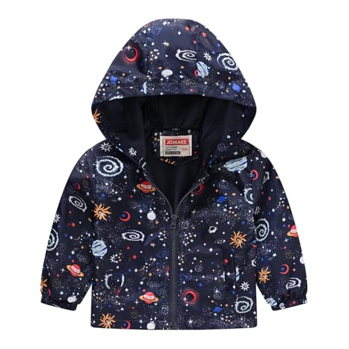 Kids Boys Cartoon Hooded Jackets Zipper Long Sleeve Windproof Athletic Casual Coats Girls Waterproof Outdoor Jackets