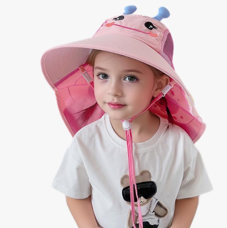 Baby Kids Sun Hat,Wide Brim and Neck Flap Beach Play Hat Double-Brim Hat UPF50+2