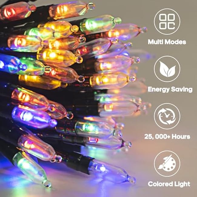 Battery Operated Christmas Lights Outdoor, 2 Pack 17.7FT 50 Multicolor Mini LED Xmas Lights, Luces Navide?as String Lights with Remote Control, 8 Lighting Modes,Timer for Holiday Decoration