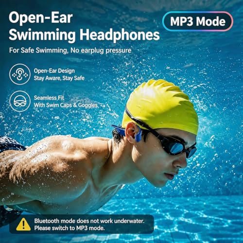 Image of Swimming Headphones Underwater, Open Ear Lap Swimming Earbuds Bluetooth6.0