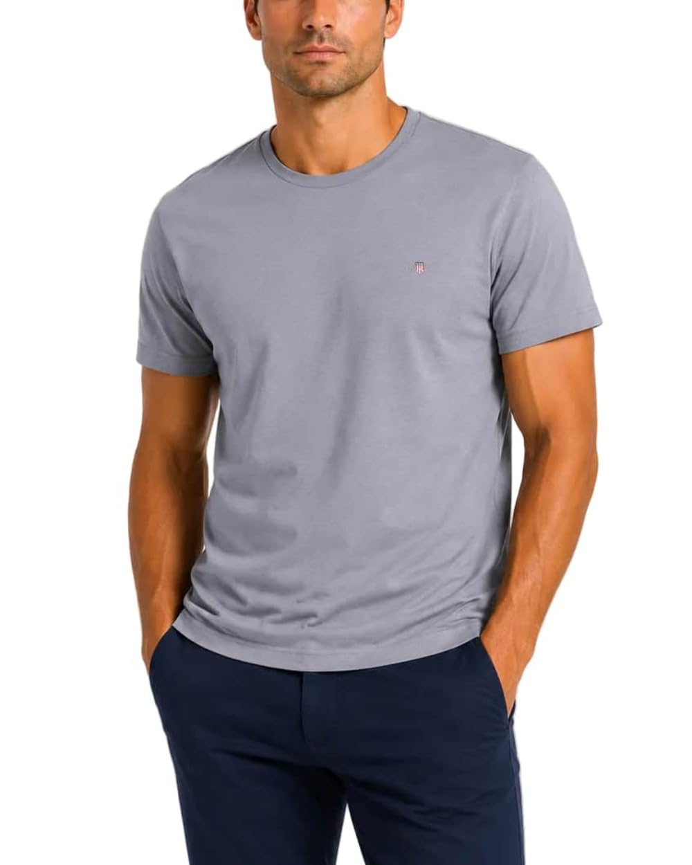 Gant Men's Mid Grey Reg Shield Ss T-Shirt, L