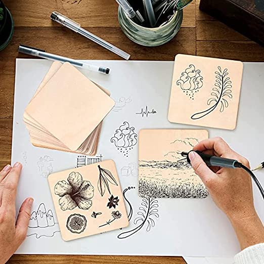 Khush Enterprise Center | MDF Wooden Coasters for Tea Coffee, Coffee Coasters, Beer Coasters, Square Coasters, Coaster Set, Home & Kitchen, Dinning, Table Decor (Set of 6, 4x4 Inch)