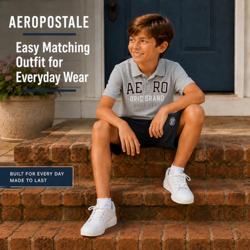 Image of AEROPOSTALE Boys Shorts Set 2 Piece Polo Shirt and Matching Shorts | Structured Collar, Two-Button Placket, Embroidered Logo Detail, Short Sleeve Design