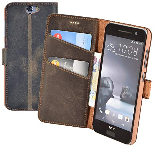 HTC One A9 | Suncase portatil de Style (Slim Fit) piel funda carcasa case móvil (con función atril y tarjetero)