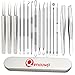 16 Pcs Pimple Popper Kit - Blackhead Remover & Acne Extractor Tool - Professional Stainless Steel Tweezers for Eyebrows, Pimples & Blemishes - Tools for Beauty Salons