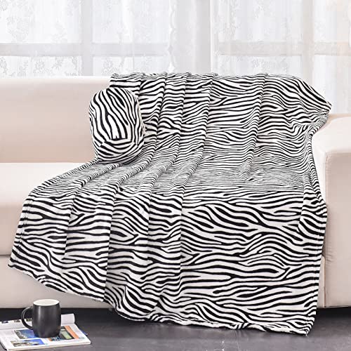 Bnuitland Zebra Print Fleece Flannel Blanket,300 Gsm Double Sided Super Soft Flannel Bed Throw, Blanket For Adults And Kids,Black And White Lightweight Fuzzy Home Decor Blanket(50X70 Inch) #TOP14