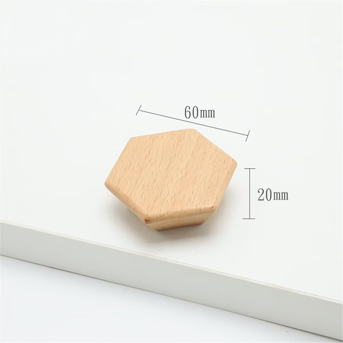 60 mm Schubladenknäufe, unlackiert, sechseckig, Schranktürknäufe, Holzgriffe für Schrank, Ersatzknöpfe für Kleiderschrank, Möbel, Küche, große Größe, 10 Stück