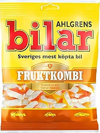 Bilar Sweden Car Shape Beal Marshmallow & Fruit Flavor Gummy, 4.4 oz 125 g x 4 Bag Set, Sweden Sweets