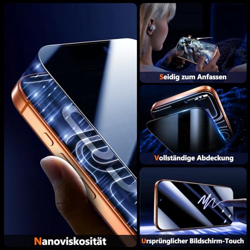 UniqueMe für iPhone 17 Pro Max für Panzerglas Sichtschutz - 2 Stück Folie – Ansicht 6