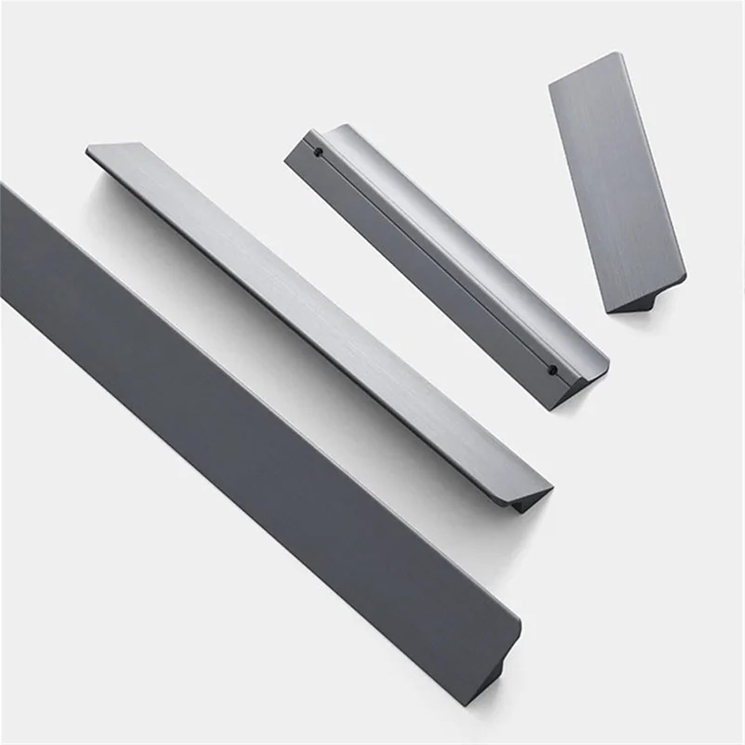 Gold Brushed Handles for Cabinet and Drawer Aluminum Alloy Cupboard Wardrobe Door Handle Drawer Knobs Furniture Hardware 2Pcs(Gray Brushed 192mm)