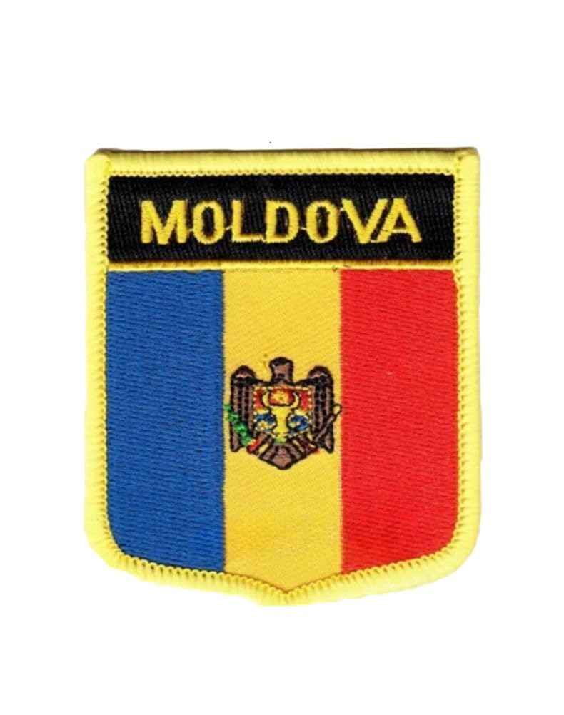 Ruoming 1 PCS Moldova Flag Patches Iron On or Sew On Embroidered Tactical Military National Moldova Patch