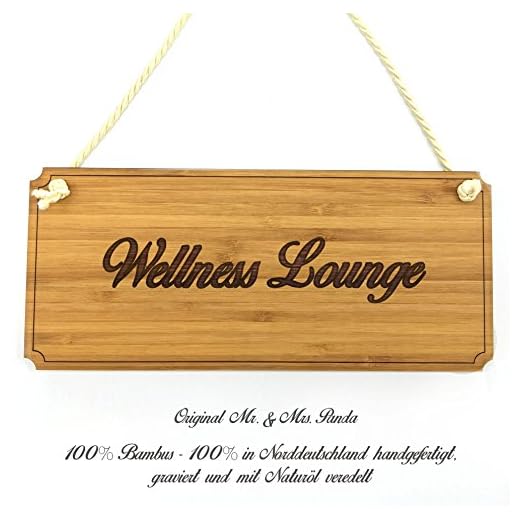 Mr. & Mrs. Panda Türschild Wellness Lounge Classic Schild - Küchenschild, Schild, Holzschild, Holztafel, Türschild