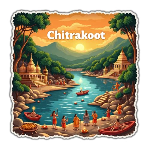 Image of Naxon Chitrakoot City Theme Souvenir Wooden Fridge Magnet for Refrigerator - Printed Fridge Magnet for Kitchen & Home Decor | Perfect Souvenir Gift | Size 3x3 in | Pack of 1