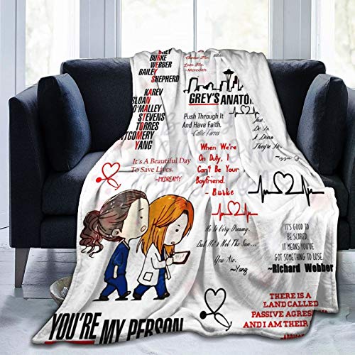 Greys Anatomy Throw Blanket Ultra Soft Velvet Blanket Lightweight Bed Blanket Quilt Durable Home Decor Fleece Blanket Sofa Blanket Luxurious Carpet for Men Women Kids
