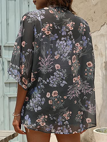 Image of Chunoy Women Short Sleeve Chiffon Kimono Beach Swimsuit Cover Up