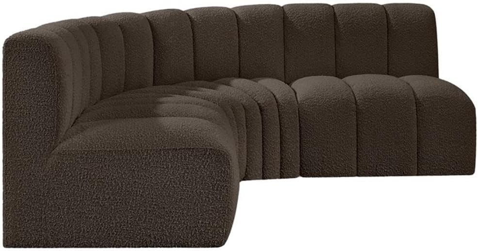 BOWERY HILL Modular Sectional, 103" W x 54" D x 30" H, Brown Boucle Fabric, Deep Channel Tufting, Contemporary Design, Versatile Living Room Seating Configuration