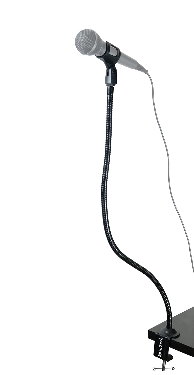 SpinTech Clamp Gooseneck Mic Stand for Desks, Podiums, and Podcasting