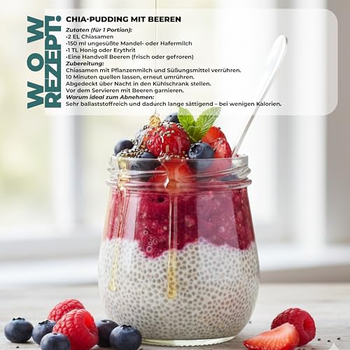 Chia Samen Bio 1 kg – Naturacereal Bio Chiasamen – Vegan, glutenfrei & ballaststoffreich – Hochwertiges Superfood mit Omega-3 & pflanzlichem Protein – perfekt für Smoothies, Müsli & Backen