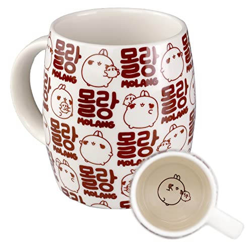 6vibes Mug Molang en Porcelaine 400ml - Avec Motif Coréen Loving - Tasse à Café et Thé Joyeuse Avec Jolis Motifs Molang et Piupiu - Grande Tasse Comme...