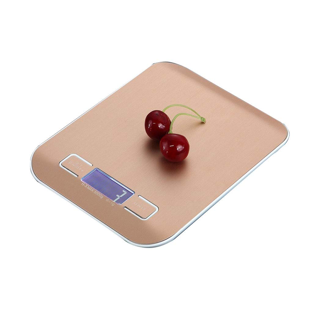 Mini-Digitalwaage für die Küche mit elektronischer Plattform hochpräzises Display mit LED-Hintergrundbeleuchtung tragbare Lebensmittelwaage in Gramm,Gold-10KG/1G