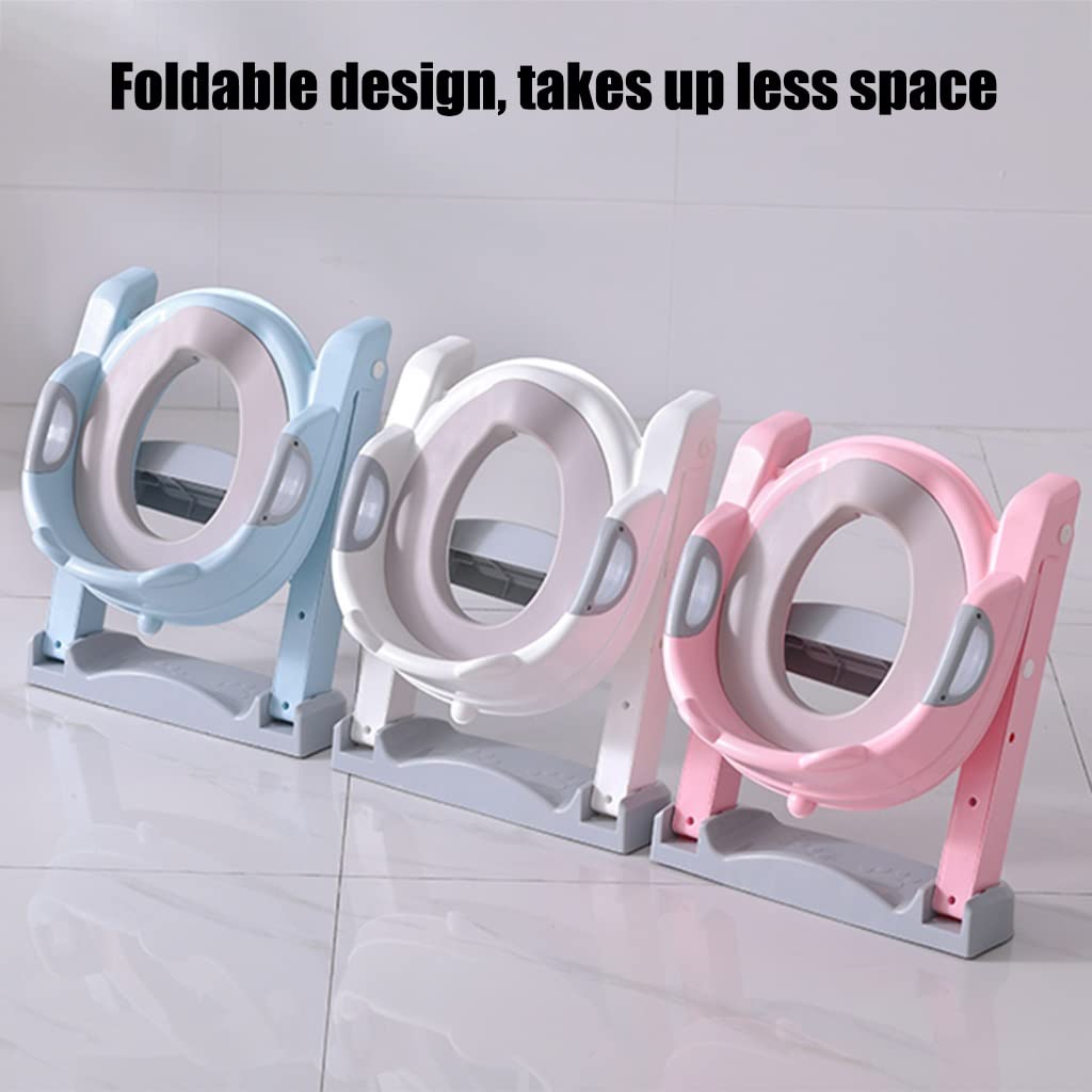 Toilettensitz Mit Treppe Verstellbare Höhe Toilettentrainer, Leichter Und Faltbarer Töpfchenstuhl Für Jungen Und Mädchen, Belastbar 50kg (Color : Blue, Size : 42 * 39.6 * 29.9cm)
