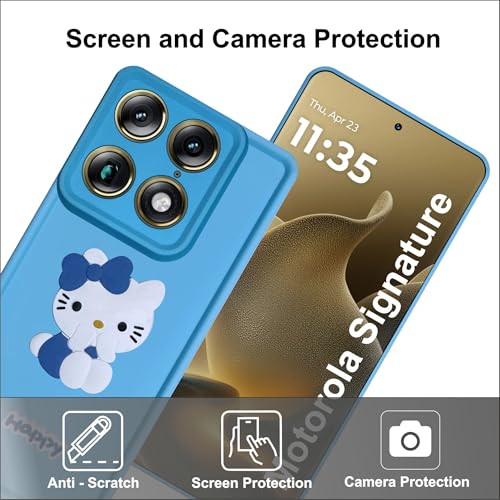 Image of SBMS Silicone Back Cover Case for Motorola Moto Signature | Cute Fun 3D Happy Kitty Design Silicone Case | Camera Protection Bump | Shockproof Back Cover Case for Moto Signature (Sky Blue)