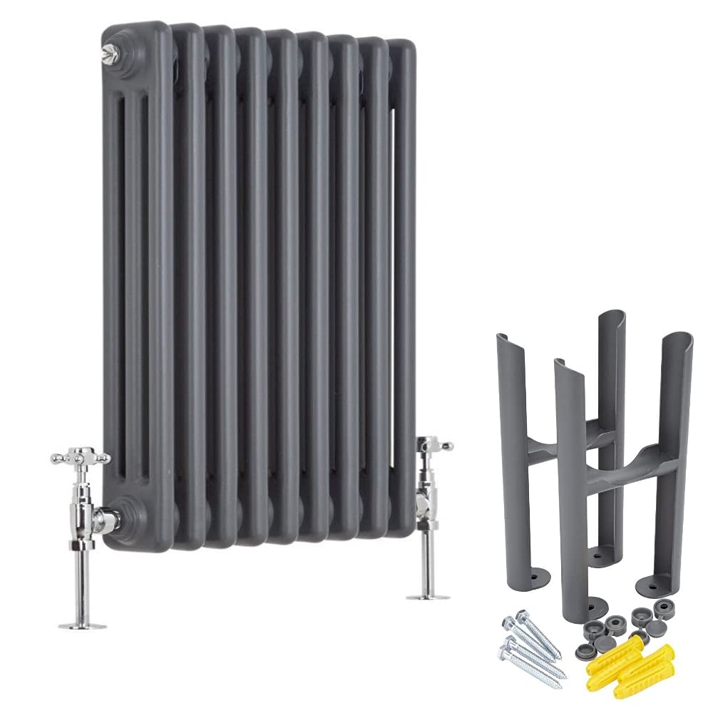 MILANO Anthracite Cast Iron Style Horizontal 3 Column Radiator Feet 600x425