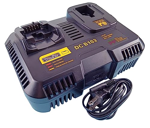 Anoitd Compatible with Dewalt Charger, Combination Dual Port, Fast Charge (DCB103),Compatible 9.6V-20V Lithium NI-CD&NI-MH Battery