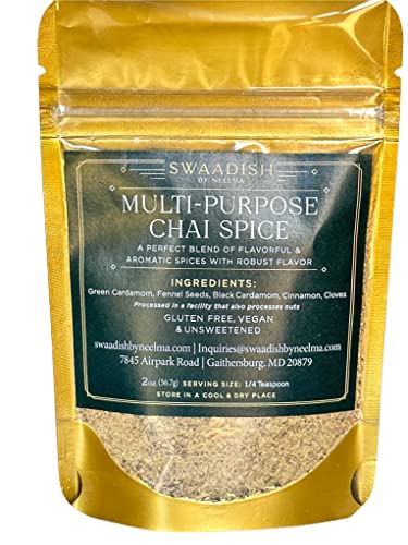 Multi-Purpose Chai Spice|Chai Masala|Tea Masala|Made With 5 Clean Ingredients|2 Oz|Unsweetened|Gluten Free|Vegan|Mild|No Ginger #TOP24