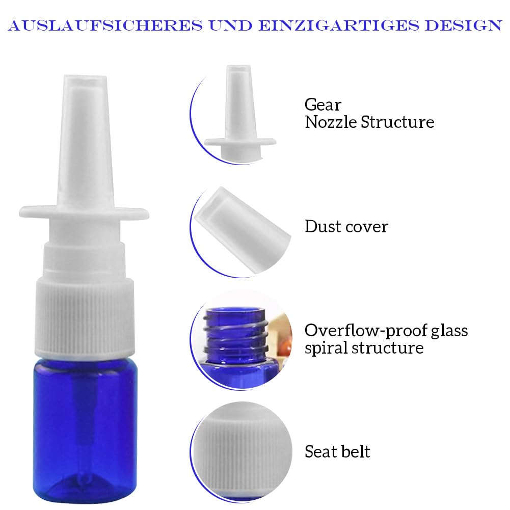 Liahelianx Lot de 10 vaporisateurs nasaux vides de 5 ml – Flacons pulvérisateurs nasaux rechargeables, portables et hydratants – Parfait pour soulager les allergies et les huiles essentielles