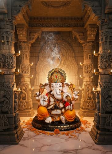 Image of Lord Ganesha Idol for Home Decor | Resin Ganpati Murti for Luck & Success | Ideal Diwali Gift, Pooja Room, Office Desk and House Warming