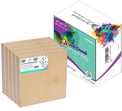 Daveliou 10”X10” Wood Canvas Boards For Painting, Arts, Crafts, Wood Burning, Shadowbox, Oils, Acrylics, And More (5 Pack) #TOP2