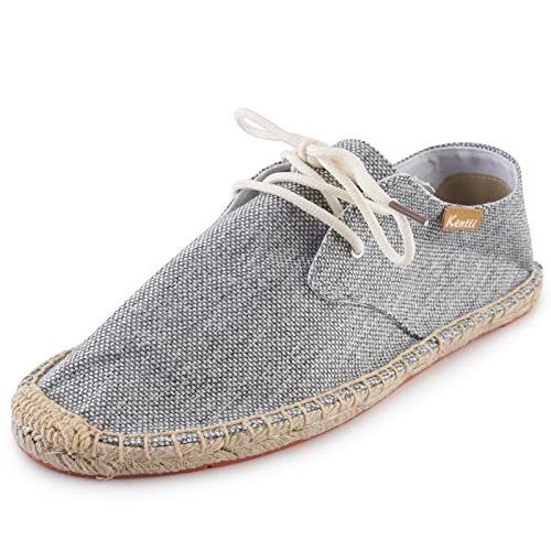 Kentti Herren Classic Comfort Schnür-Espadrilles Grau 41 EU