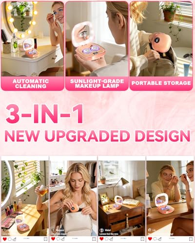 Image of 3.0 Ultrasonic Contact Lens Cleaner Machine【Rechargeable】【50KHz Germany Super Motor】【Top1 Intelligent Chip-Smart Modes】99% Brightness & Gentle Cleaning, Soft Contact Lens Tools Home Travel (Chic Pink)