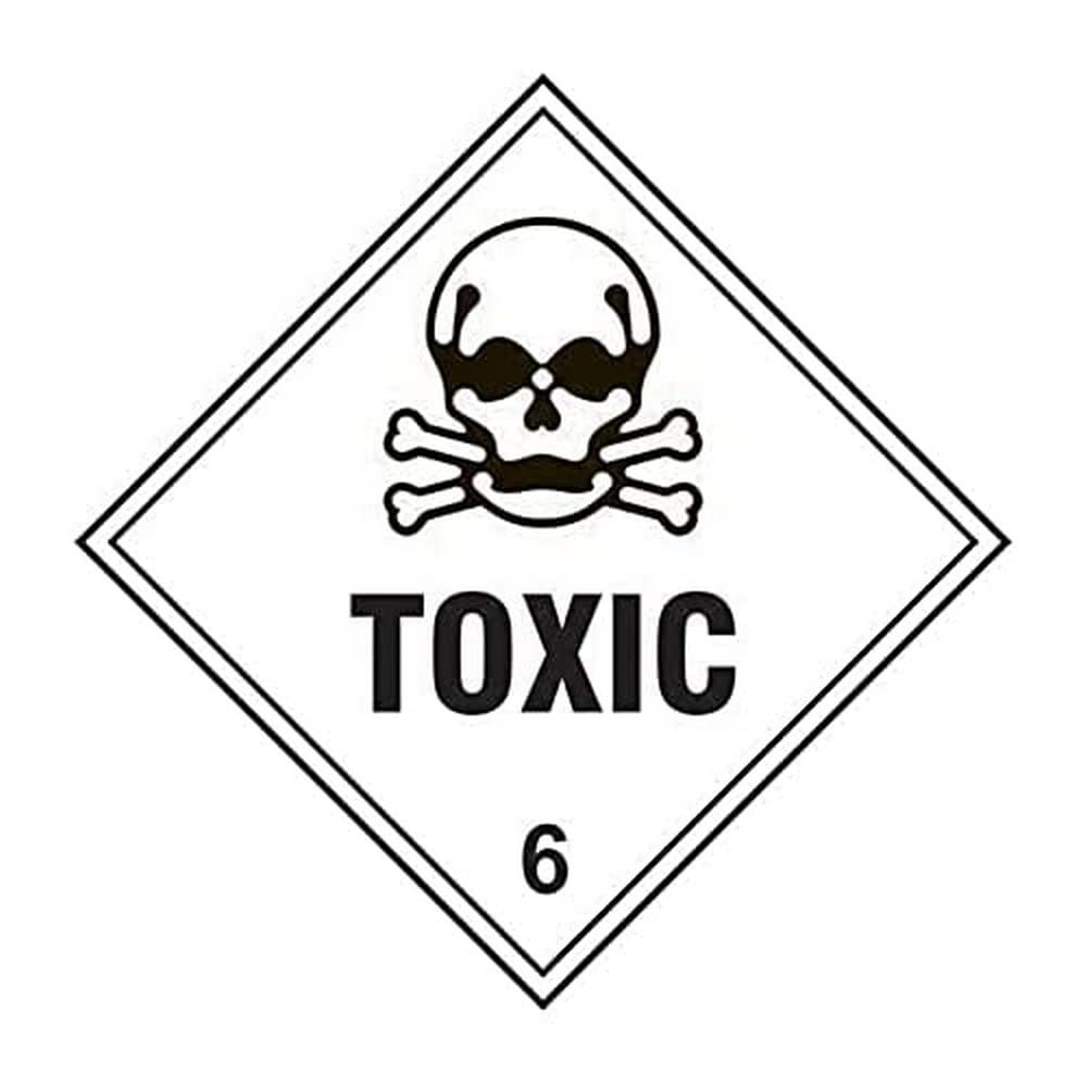 Centurion White/Black Centuriontoxic Class 6 Hazardous Substance Label, Roll Of 250, Self-Adhesive Vinyl Sticker, 100Mm X 100Mm
