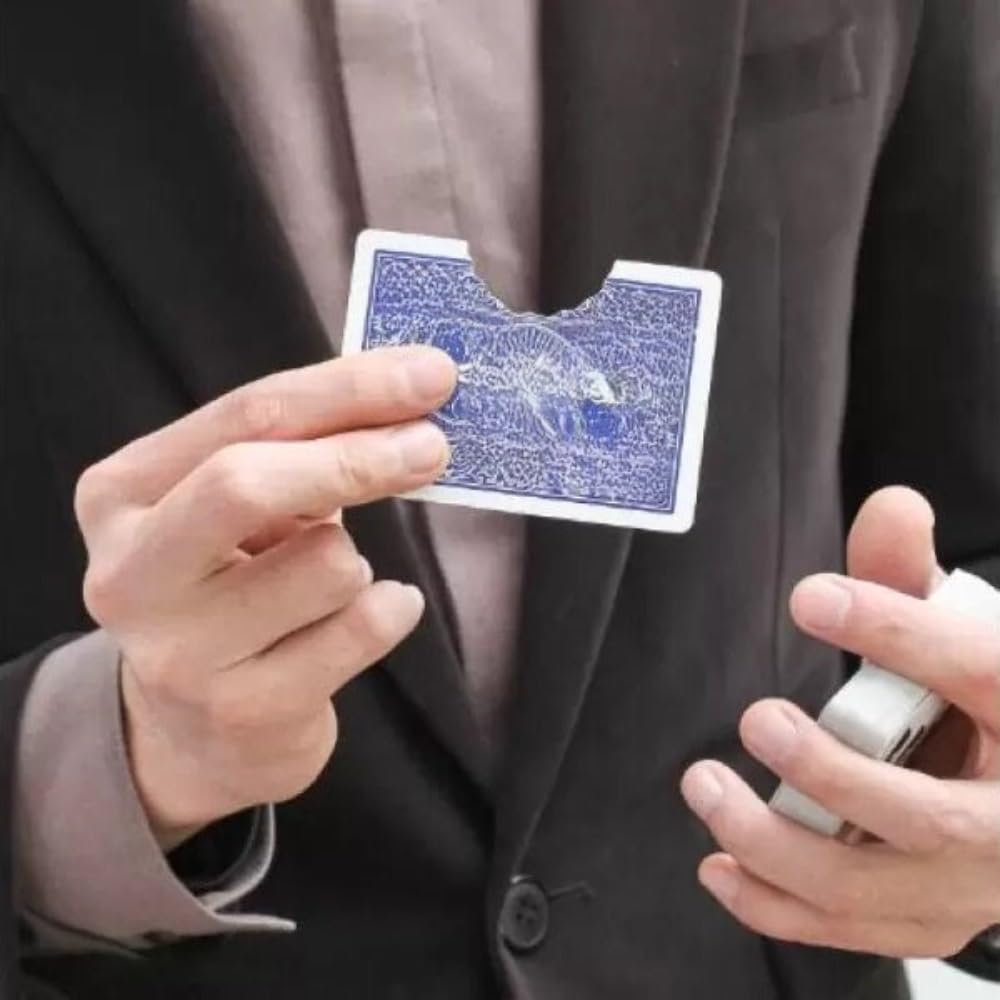 Magician's Close Up Bite Out Card Gimmick | Bitten & Restored Poker Playing Card Real Mind Blowing Table Hopping Illusion Magic Trick (Blue)