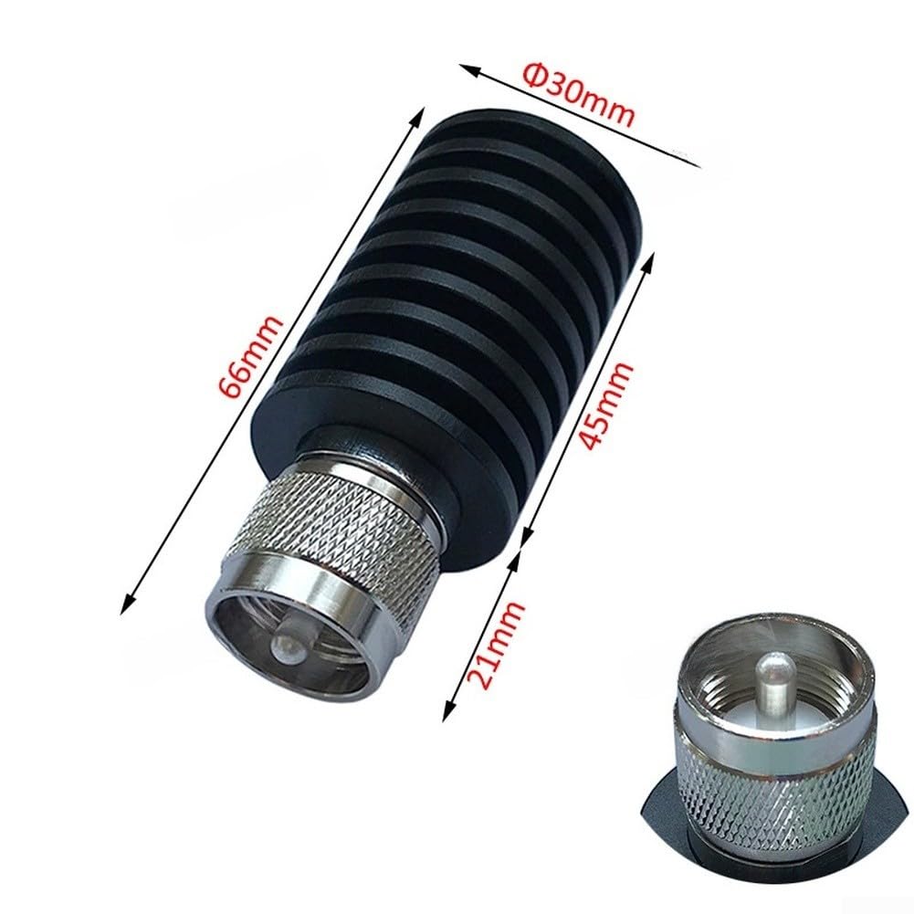 Charge factice coaxial UHF RF 25 W 50 Ohm CC à 1 GHz terminaison en acier inoxydable avec connecteur mâle PL259 pour test d'antenne radio Noir