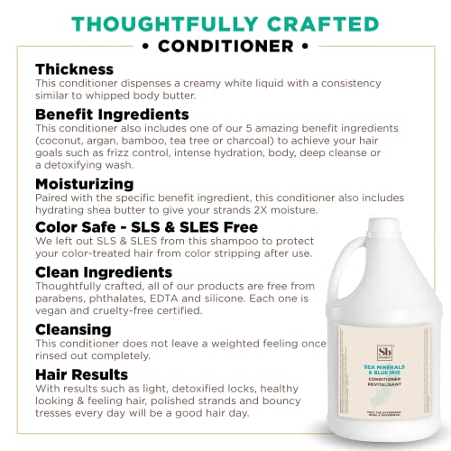 Image of Soapbox Sea Minerals & Blue Iris Conditioner, Refill Bulk Size For Rentals, Guest Rooms & Hotels - Clean Ingredients Free of Harsh Chemicals, Sulfates, Parabens & Silicones - 1 Gallon Bottle