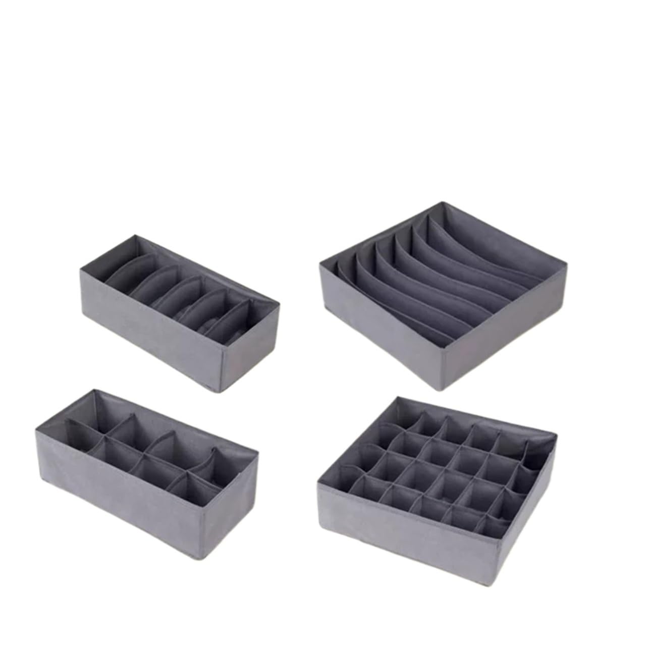 LADFRTYU Sock Storage Box Drawer Underwear Socks Bra Storage Box Clothes Organizer Bag Household Wardrobe Cabinet(Grey-mix-4pcs)