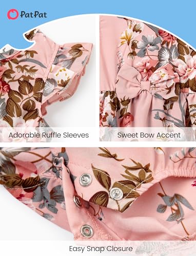 Image of PATPAT Family Matching Outfits Mommy and Me Dresses Floral Dress & T-Shirts | Mommy and Me Easter Dresses, Puff Sleeve Floral Sundress, Cotton Blend T-shirts, Couples Party Wedding Vacation Outfits
