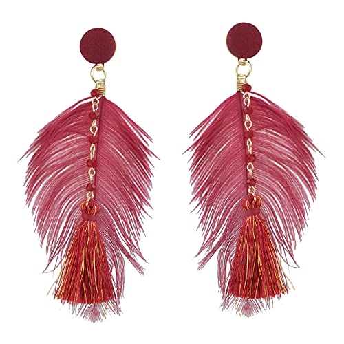 Boucle d'oreille plumes vintage géométrique ronde et légère fait main