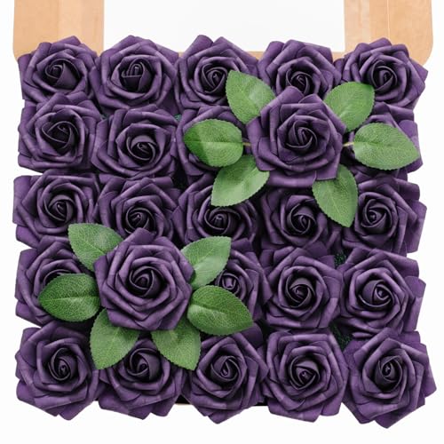 TINGE TIME Artificial Flowers 3" Rose, 25pcs Foam Fake Roses with...