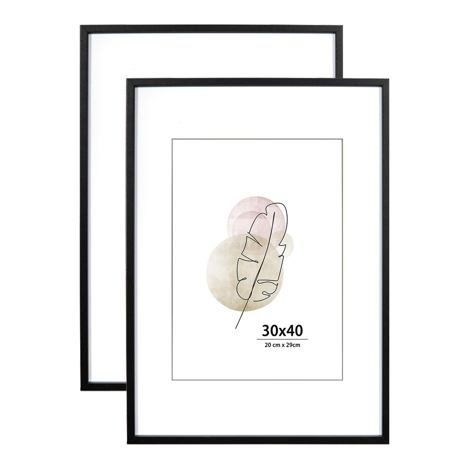 KAIWIN Bilderrahmen 30x40 cm Schwarz Holz Fotorahmen 2er Set MDF mit Acrylglas zum aufhängen Benutzt für Wohnzimmer, Schlafzimmer, Arbeitszimmer, für Fotos, Kunstwerke und Poster