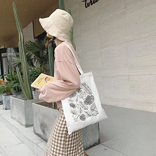 Reusable Grocery Shopping Bags Cute Canvas Tote Bag Aesthetic Floral Botanical Tote Bag For Women Shopping #TOP5