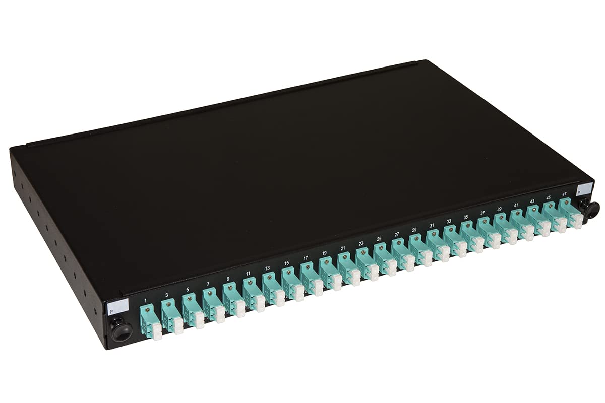 LINK LK24LC3P Panneau Fibre Optique 19" avec 24 adaptateurs LC Duplex OM3 Profondeur 250 mm avec Rails installés Couleur Noir