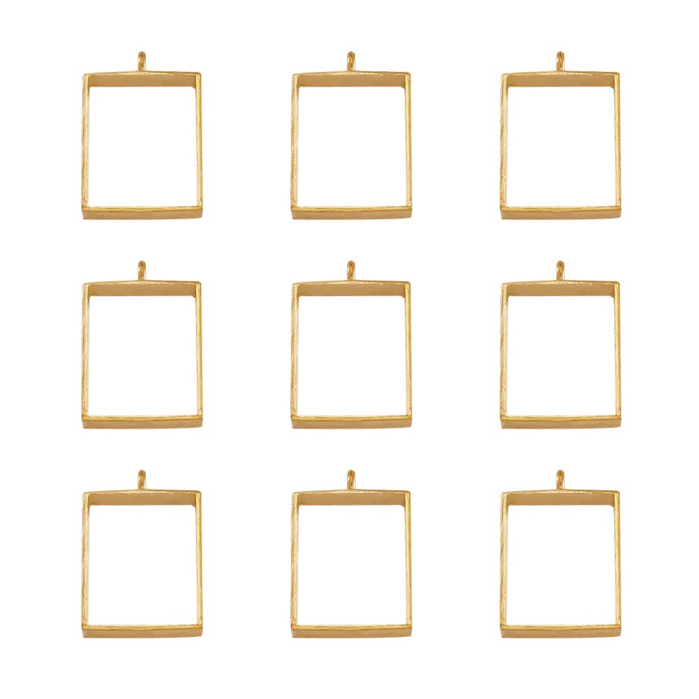 Cheriswelry 10pcs Open Back Bezel Pendants Golden Geometric Rectangle Hollow Frames Trays Molds for DIY Resin Jewellery Crafts Making โ image 1